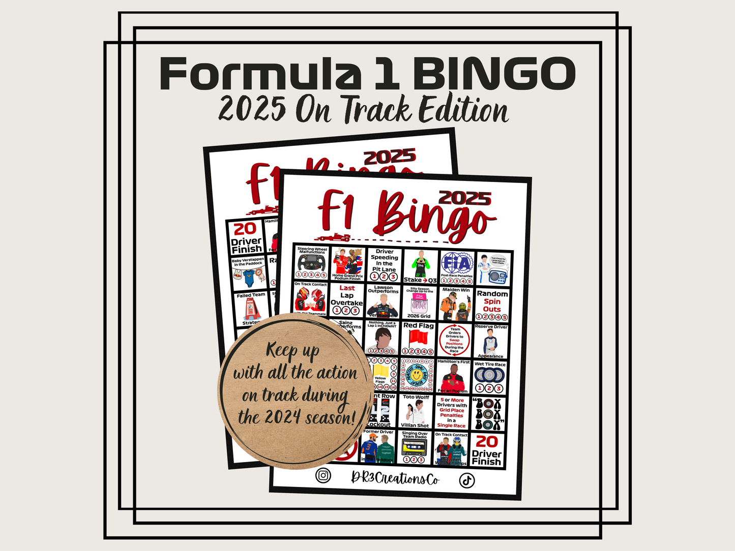 f1 bingo card | 2025 on track edition