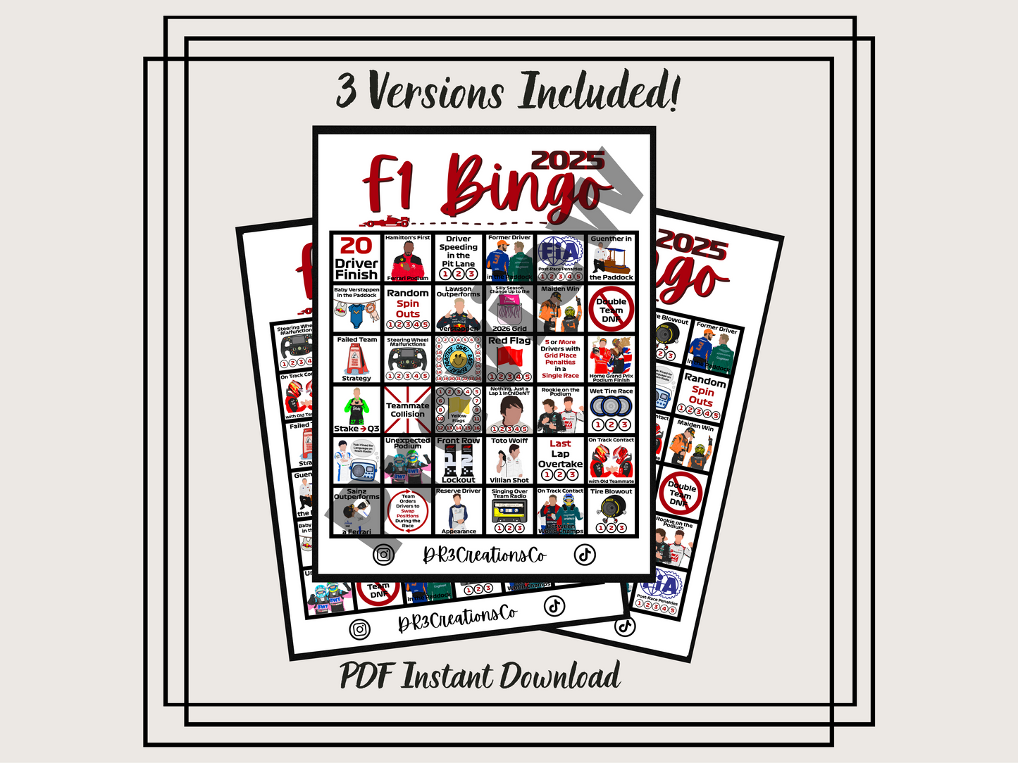 f1 bingo card | 2025 on track edition