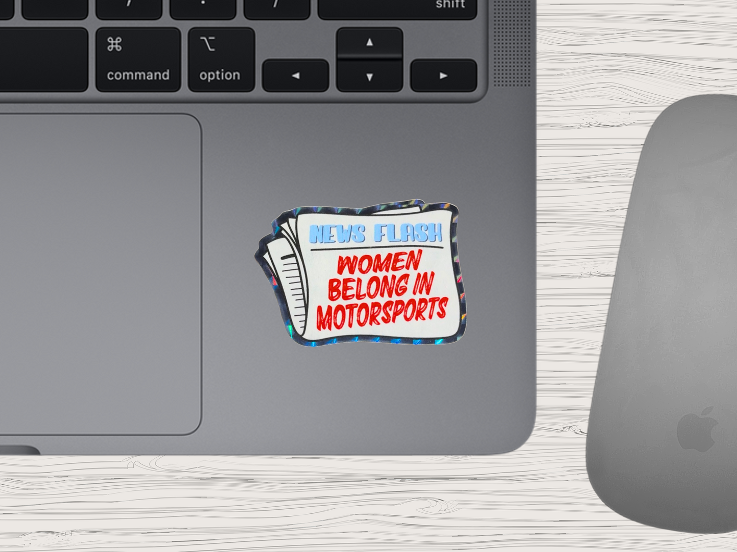 women belong in motorsports | holographic sticker