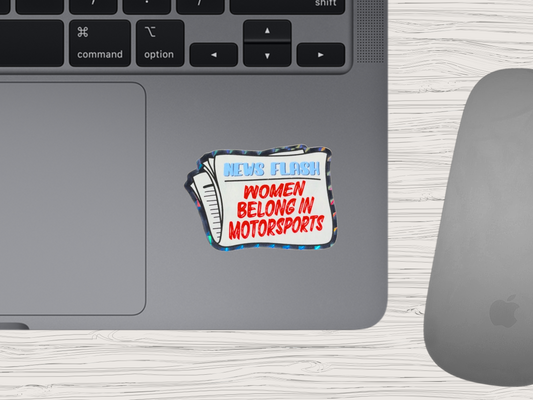 women belong in motorsports | holographic sticker