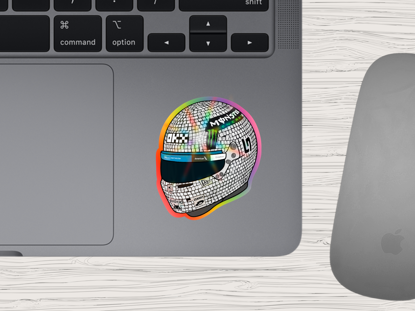 holographic disco lando helmet | miami gp sticker